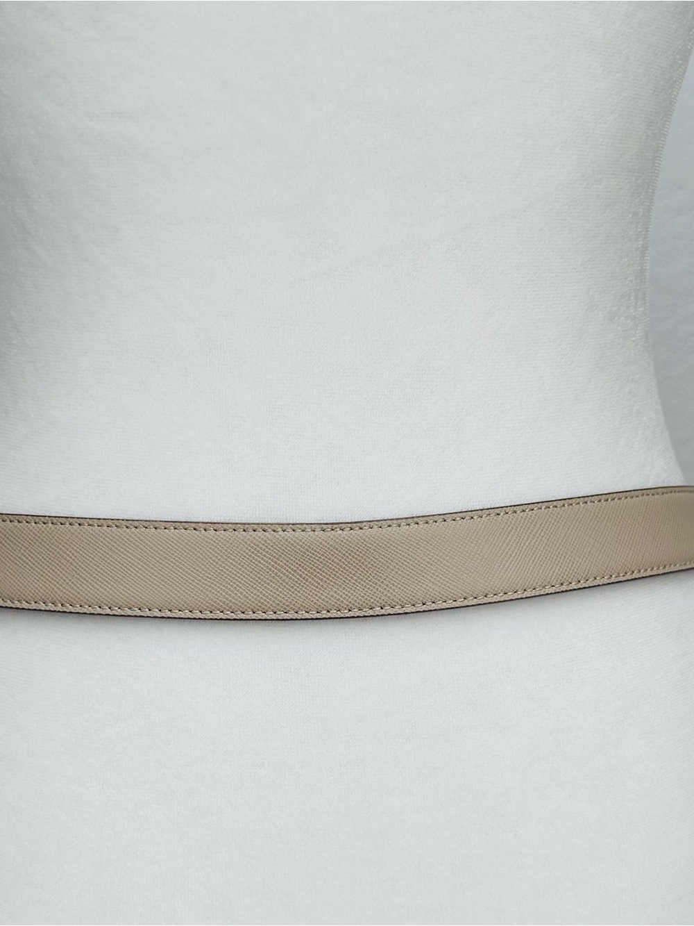Prada Beige Saffiano Leather Belt Bag Strap with Gold-Tone Plaque - Picture 2 of 9
